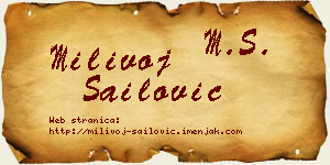 Milivoj Sailović vizit kartica